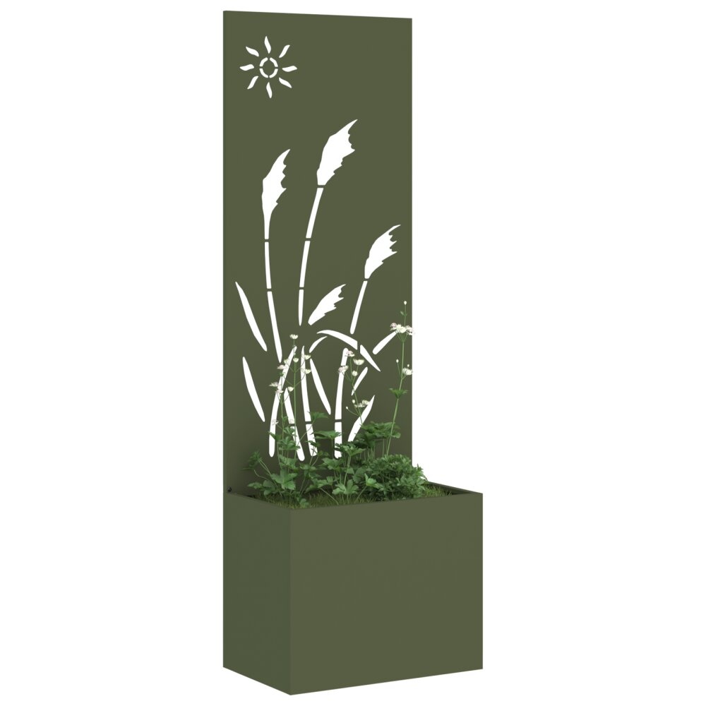 VidaXL Tuinplant met Decoratief Paneel Olijfgroen 50 x 140 cm