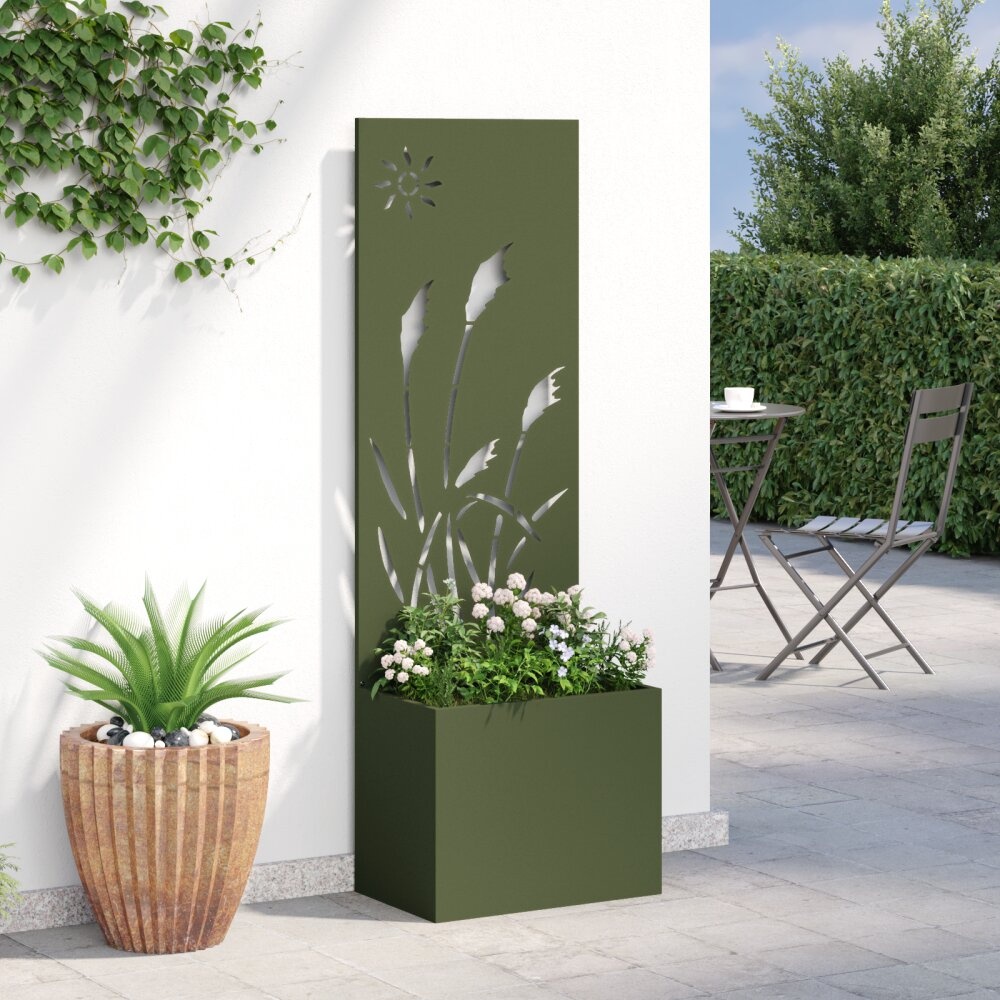 VidaXL Tuinplant met Decoratief Paneel Olijfgroen 50 x 140 cm