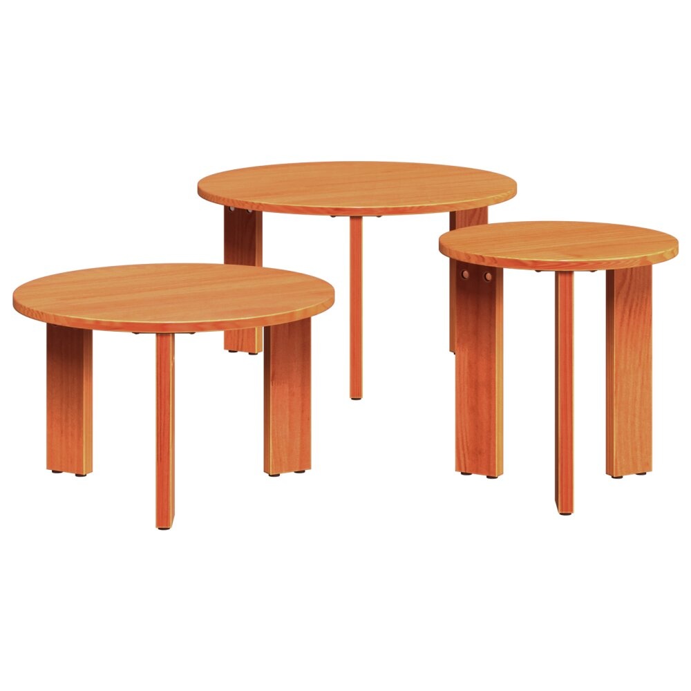 VidaXL Koffietafel Set 3 pcs Wasbruin 47.5 x 47.5 x 27 cm