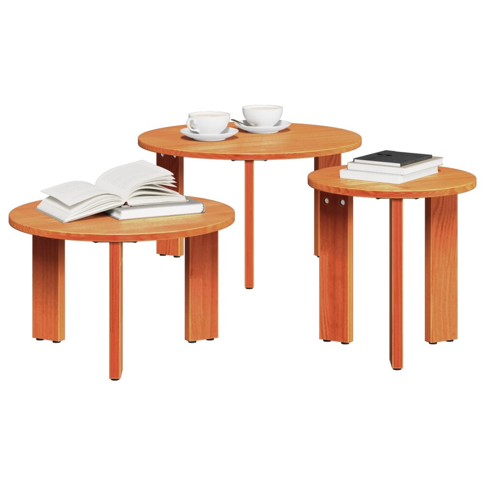 VidaXL Koffietafel Set 3 pcs Wasbruin 47.5 x 47.5 x 27 cm
