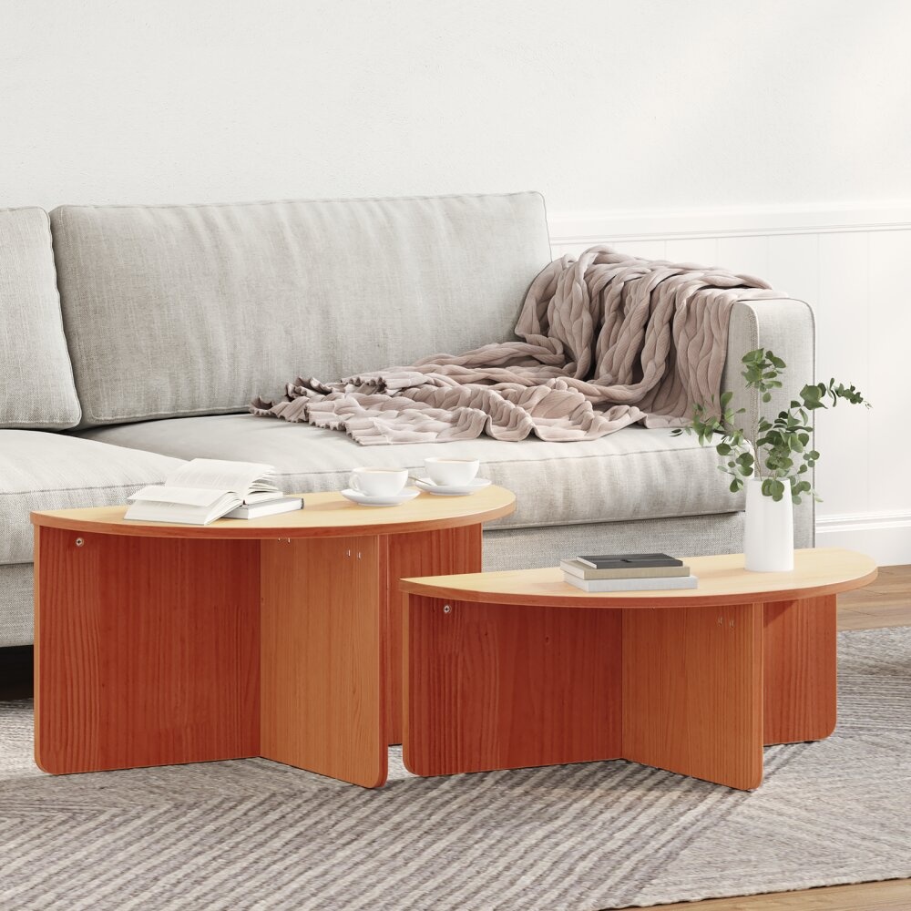 VidaXL Salontafel 2 pcs Wasbruin 79 x 39.5 x 40 cm Massief grenenhout