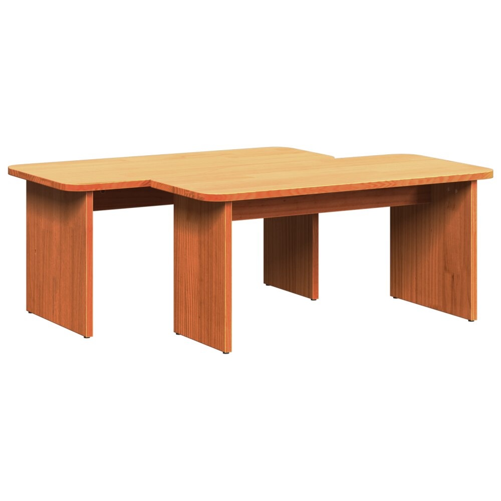VidaXL Salontafel 2 pcs Wasbruin 100 x 69 x 35.5 cm Massief grenenhout