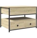 VidaXL Salontafel 70x50x50 cm bewerkt hout en metaal sonoma eikenkleur