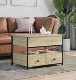 VidaXL Salontafel 70x50x50 cm bewerkt hout en metaal sonoma eikenkleur