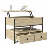 VidaXL Salontafel 70x50x50 cm bewerkt hout en metaal sonoma eikenkleur