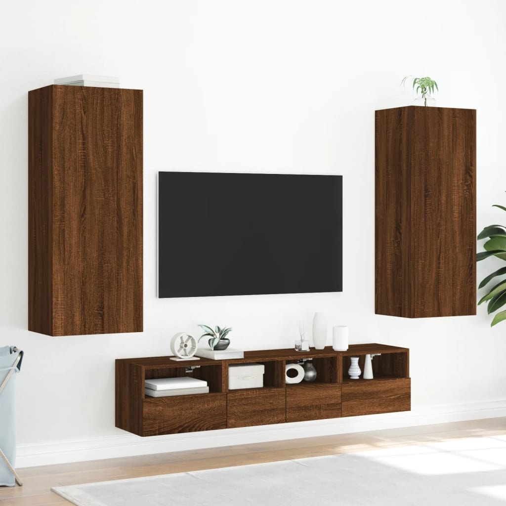 VidaXL Tv-wandmeubel 40,5x30x102 cm bewerkt hout bruin eikenkleur