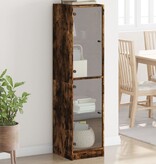 VidaXL Hoge kast met glazen deuren 35x37x142 cm gerookt eikenkleurig