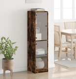VidaXL Hoge kast met glazen deuren 35x37x142 cm gerookt eikenkleurig