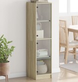 VidaXL Hoge kast met glazen deuren 35x37x142 cm sonoma eikenkleurig