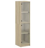 VidaXL Hoge kast met glazen deuren 35x37x142 cm sonoma eikenkleurig