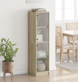 VidaXL Hoge kast met glazen deuren 35x37x142 cm sonoma eikenkleurig