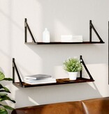 VidaXL Wandschappen 2 st 80x25x25,5 cm bewerkt hout gerookt eikenkleur