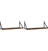 VidaXL Wandschappen 2 st 80x25x25,5 cm bewerkt hout gerookt eikenkleur