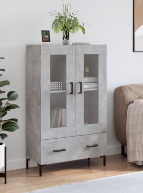 VidaXL Hoge kast 69,5x31x115 cm bewerkt hout betongrijs