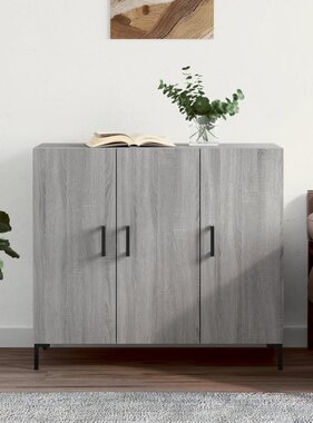 VidaXL Dressoir 90x34x80 cm bewerkt hout grijs sonoma eikenkleurig