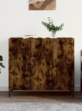 VidaXL Dressoir 90x34x80 cm bewerkt hout gerookt eikenkleurig