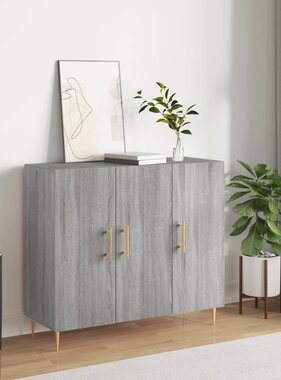 VidaXL Dressoir 90x34x80 cm bewerkt hout grijs sonoma eikenkleurig