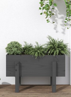 VidaXL Plantenbak 62x30x38 cm massief grenenhout grijs