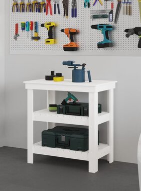 VidaXL Werkbank 78,5x50x80 cm massief grenenhout wit