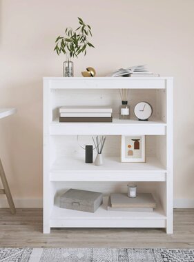VidaXL Boekenkast 80x35x97 cm massief grenenhout wit