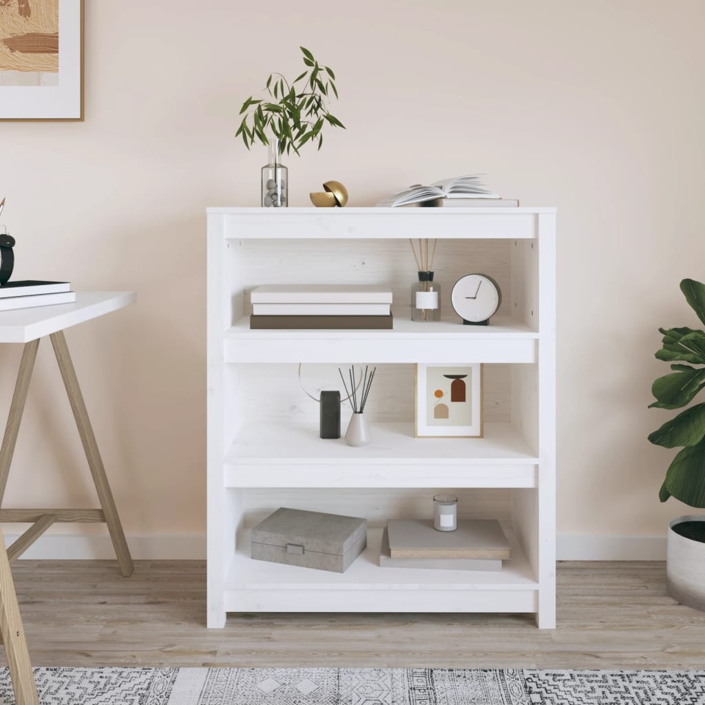 VidaXL Boekenkast 80x35x97 cm massief grenenhout wit