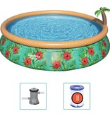 VidaXL Fast Set Zwembadset Paradise Palms opblaasbaar 457x84 cm