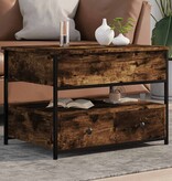 VidaXL Salontafel 70x50x50 cm bewerkt hout en metaal gerookt eiken
