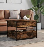 VidaXL Salontafel 70x50x50 cm bewerkt hout en metaal gerookt eiken