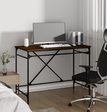 VidaXL Bureau 100x50x75 cm bewerkt hout en ijzer bruin eikenkleur