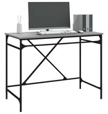 VidaXL Bureau 100x50x75 cm bewerkt hout en ijzer grijs sonoma eiken
