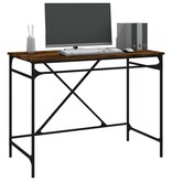 VidaXL Bureau 100x50x75 cm bewerkt hout en ijzer gerookt eikenkleurig