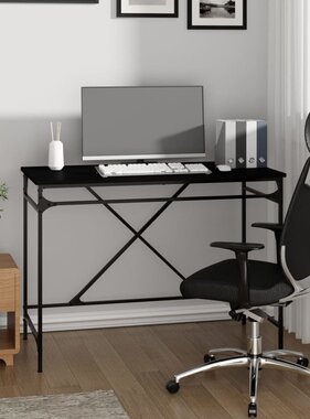 VidaXL Bureau 100x50x75 cm bewerkt hout en ijzer zwart