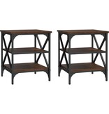 VidaXL Bijzettafels 2 st 40x42x50 cm bewerkt hout bruin eikenkleur