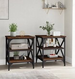 VidaXL Bijzettafels 2 st 40x42x50 cm bewerkt hout bruin eikenkleur