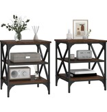 VidaXL Bijzettafels 2 st 40x42x50 cm bewerkt hout bruin eikenkleur