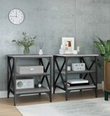 VidaXL Bijzettafels 2 st 40x42x50 cm bewerkt hout grijs sonoma eiken