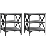 VidaXL Bijzettafels 2 st 40x42x50 cm bewerkt hout grijs sonoma eiken