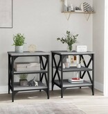 VidaXL Bijzettafels 2 st 40x42x50 cm bewerkt hout grijs sonoma eiken