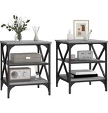 VidaXL Bijzettafels 2 st 40x42x50 cm bewerkt hout grijs sonoma eiken