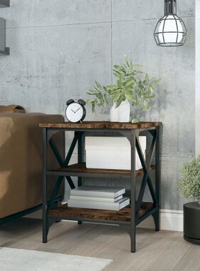 VidaXL Bijzettafel 40x42x50 cm bewerkt hout gerookt eikenkleurig