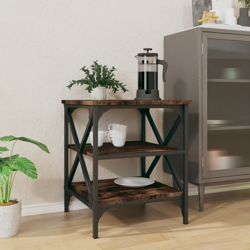 VidaXL Bijzettafel 40x42x50 cm bewerkt hout gerookt eikenkleurig