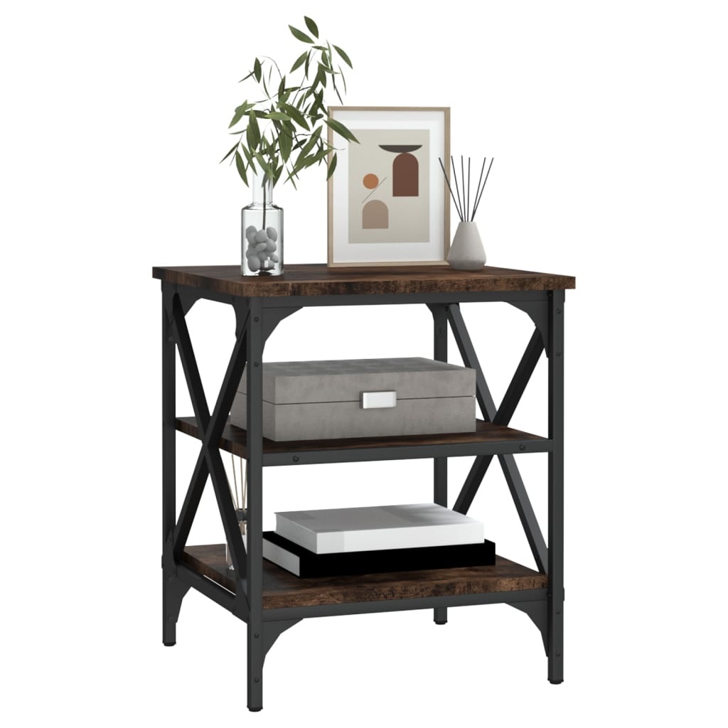 VidaXL Bijzettafel 40x42x50 cm bewerkt hout gerookt eikenkleurig