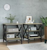 VidaXL Bijzettafels 2 st 40x42x50 cm bewerkt hout sonoma eikenkleurig