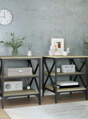 VidaXL Bijzettafels 2 st 40x42x50 cm bewerkt hout sonoma eikenkleurig