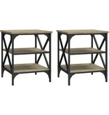 VidaXL Bijzettafels 2 st 40x42x50 cm bewerkt hout sonoma eikenkleurig