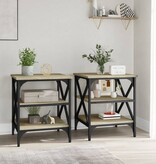 VidaXL Bijzettafels 2 st 40x42x50 cm bewerkt hout sonoma eikenkleurig