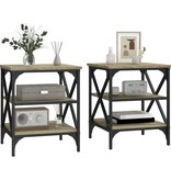 VidaXL Bijzettafels 2 st 40x42x50 cm bewerkt hout sonoma eikenkleurig