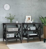 VidaXL Bijzettafels 2 st 40x42x50 cm bewerkt hout zwart