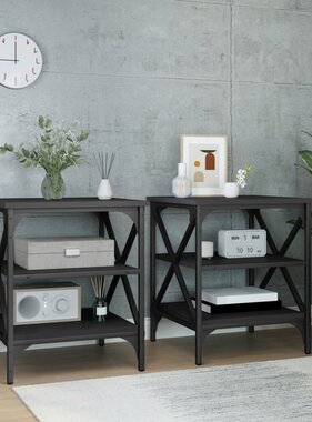 VidaXL Bijzettafels 2 st 40x42x50 cm bewerkt hout zwart