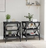 VidaXL Bijzettafels 2 st 40x42x50 cm bewerkt hout zwart